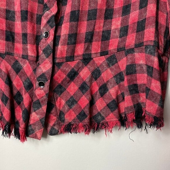 Anthropologie Bella Dahl Distressed Red Plaid Button Down Small - Picture 3 of 6